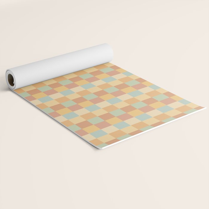 Checkered Multicolor Pattern II Warm Pastel Rainbow Yoga Mat Gallery Image 2