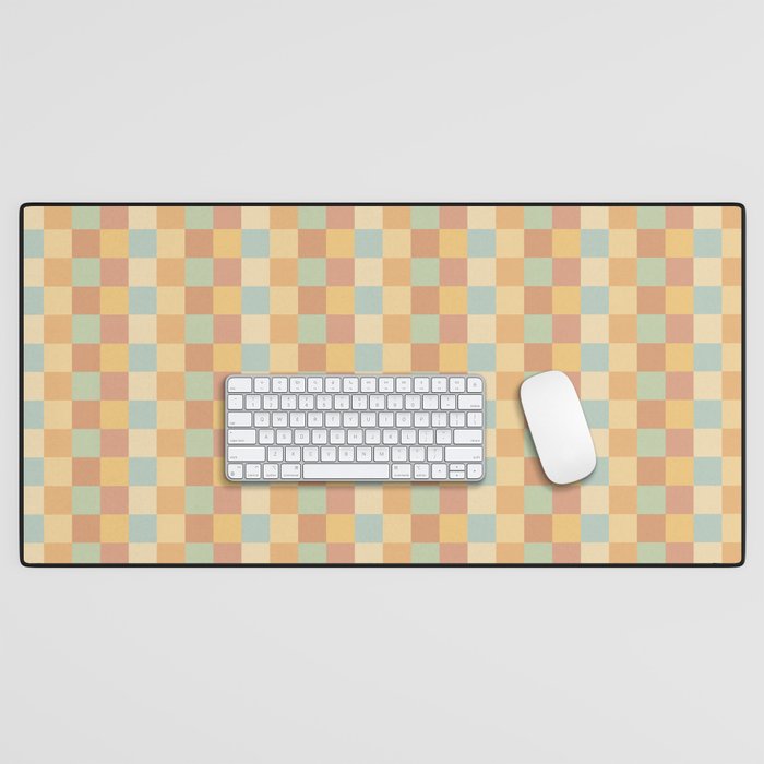 Checkered Multicolor Pattern II Warm Pastel Rainbow Desk Mat Gallery Image 1