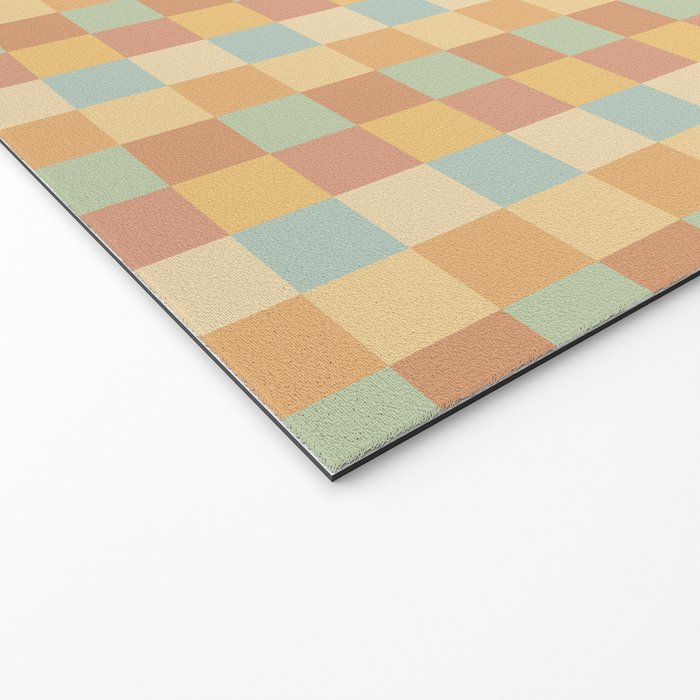 Checkered Multicolor Pattern II Warm Pastel Rainbow Welcome Mat Gallery Image 2