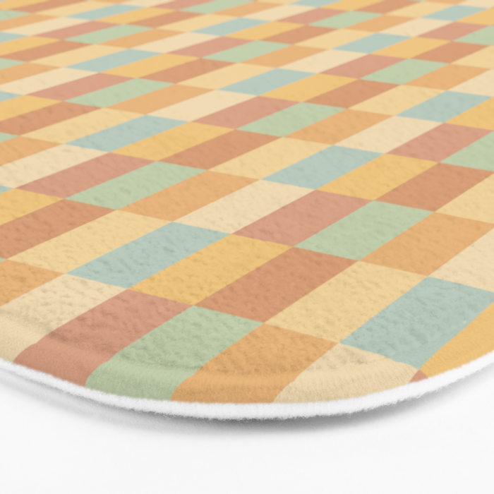 Checkered Multicolor Pattern II Warm Pastel Rainbow Bath Mat Gallery Image 3