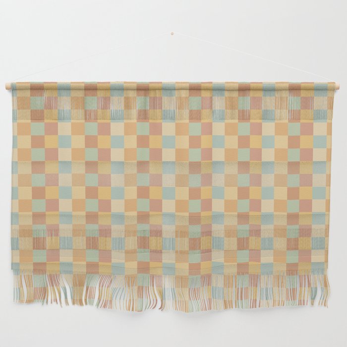 Checkered Multicolor Pattern II Warm Pastel Rainbow Wall Hanging Gallery Image 1