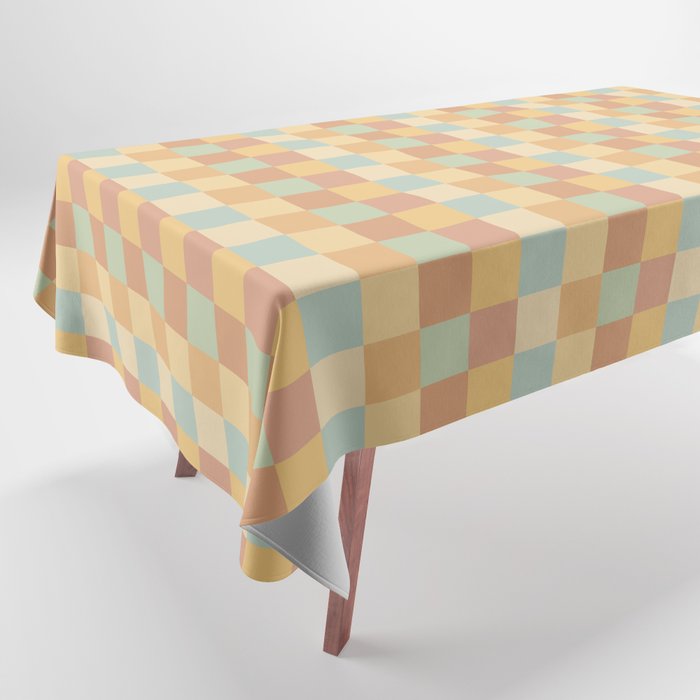 Checkered Multicolor Pattern II Warm Pastel Rainbow Tablecloth Gallery Image 1