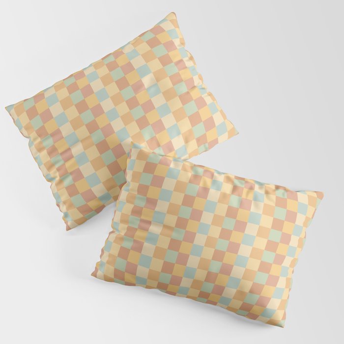 Checkered Multicolor Pattern II Warm Pastel Rainbow Pillow Sham Gallery Image 3