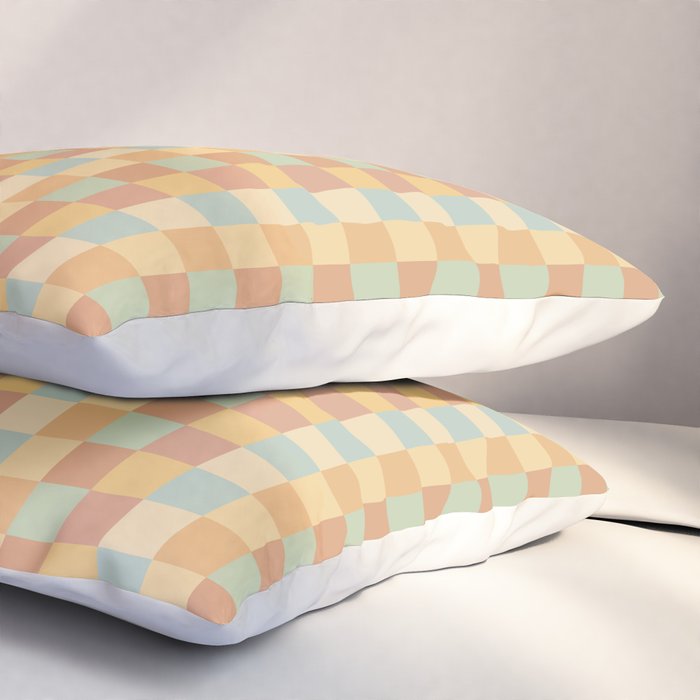 Checkered Multicolor Pattern II Warm Pastel Rainbow Pillow Sham Gallery Image 3