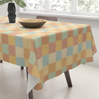 Checkered Multicolor Pattern II Warm Pastel Rainbow Tablecloth Gallery Image 3