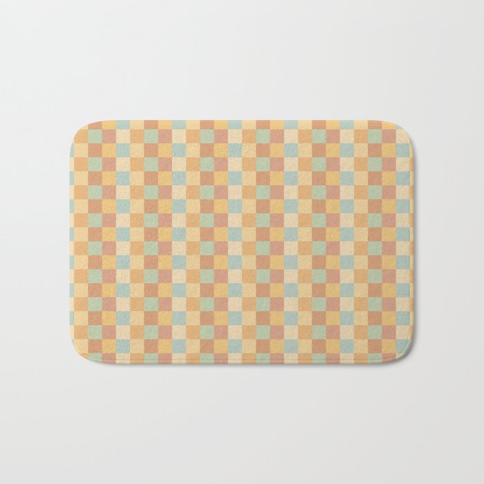 Checkered Multicolor Pattern II Warm Pastel Rainbow Bath Mat Gallery Image 1