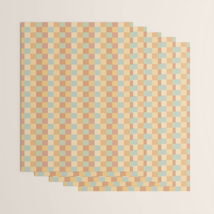 Checkered Multicolor Pattern II Warm Pastel Rainbow Wrapping Paper Gallery Image 3
