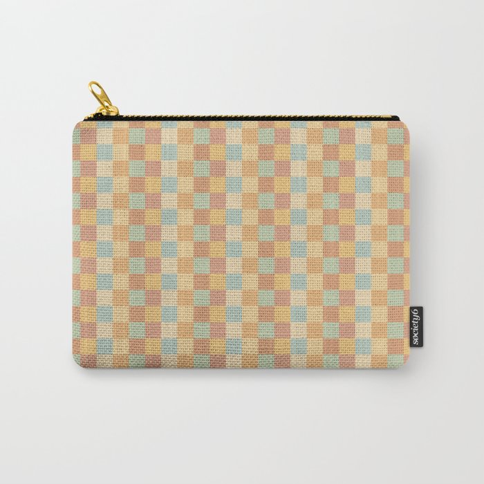 Checkered Multicolor Pattern II Warm Pastel Rainbow Carry All Pouch Gallery Image 1