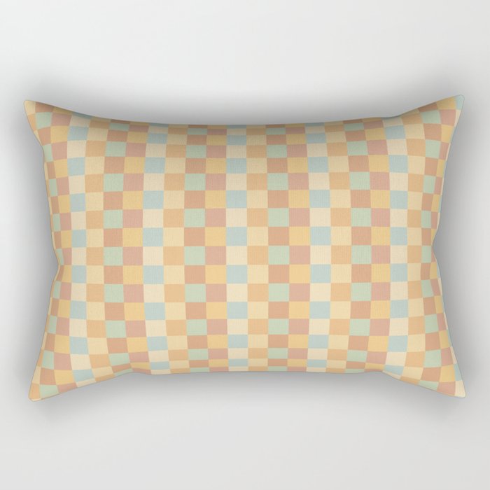 Checkered Multicolor Pattern II Warm Pastel Rainbow Rectangular Pillow Gallery Image 2