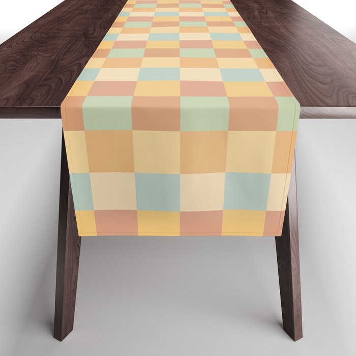 Checkered Multicolor Pattern II Warm Pastel Rainbow Table Runner Gallery Image 1