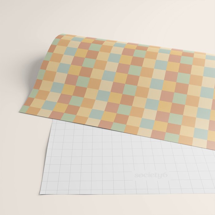 Checkered Multicolor Pattern II Warm Pastel Rainbow Wrapping Paper Gallery Image 2