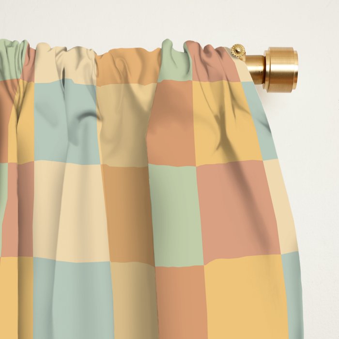 Checkered Multicolor Pattern II Warm Pastel Rainbow Window Curtain Gallery Image 2