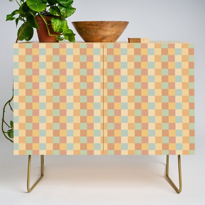 Checkered Multicolor Pattern II Warm Pastel Rainbow Credenza Gallery Image 1