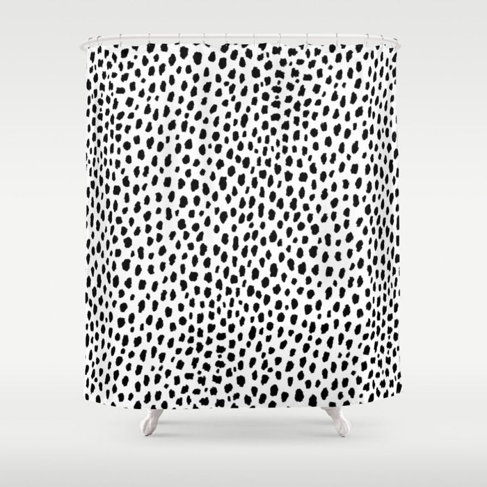 Dalmatian Spots (black/white) Shower Curtain Gallery Image 1