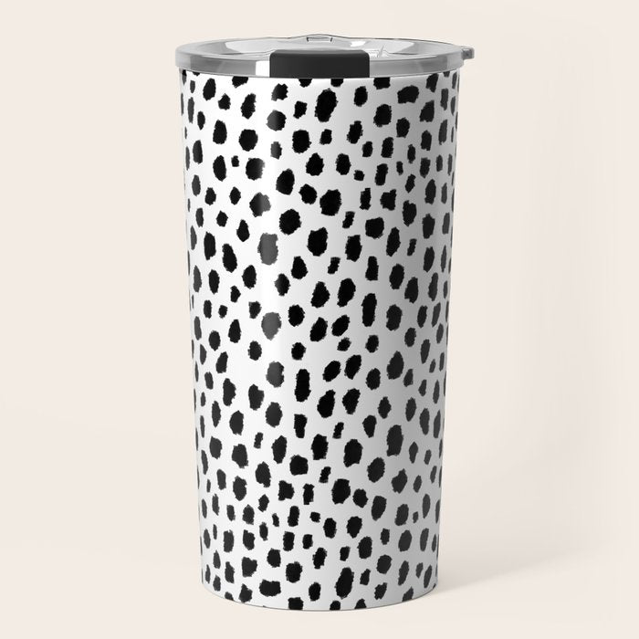 Dalmatian Spots (black/white) Travel Mug Gallery Image 1