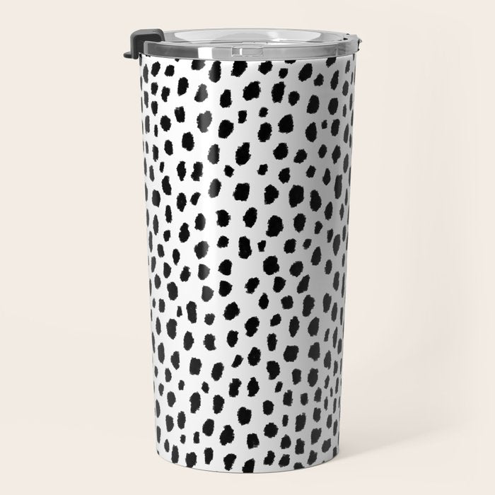Dalmatian Spots (black/white) Travel Mug Gallery Image 3