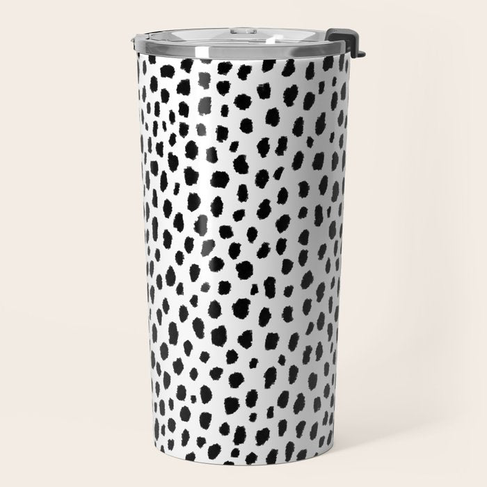 Dalmatian Spots (black/white) Travel Mug Gallery Image 2