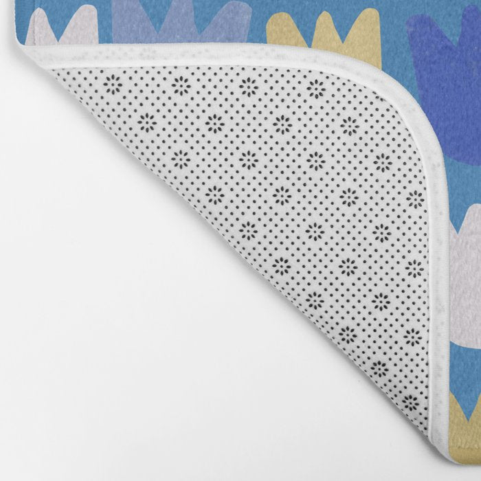 Rows of Tulips in Bloom in Navy Blue & Gold Metallic Bath Mat Gallery Image 2