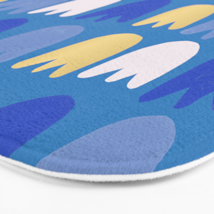 Rows of Tulips in Bloom in Navy Blue & Gold Metallic Bath Mat Gallery Image 3