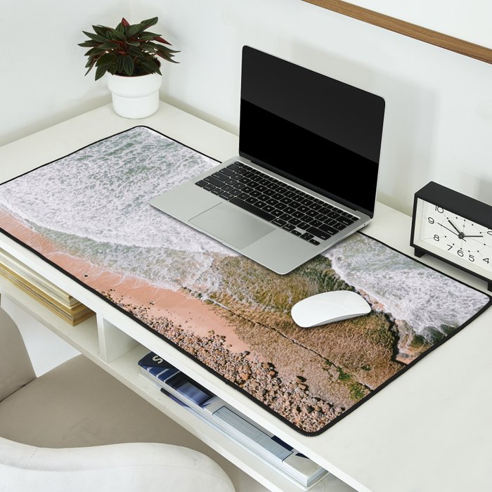 Waves of the ocean | Ericeira fine art travel photography | sea drone wall art Desk Mat Gallery Image 2