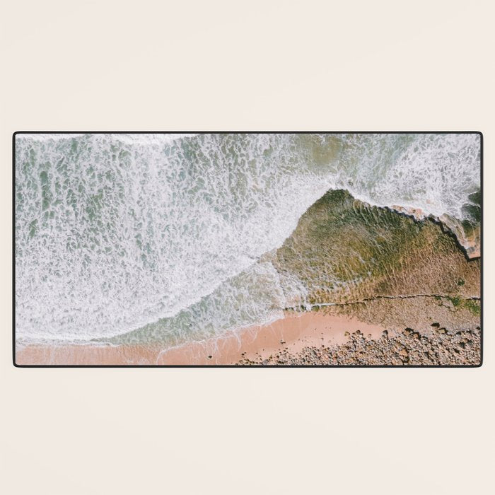 Waves of the ocean | Ericeira fine art travel photography | sea drone wall art Desk Mat Gallery Image 3