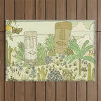 tiki gods send waves and peace swamis // retro surf art by surfy birdy Outdoor Rug Gallery Image 1