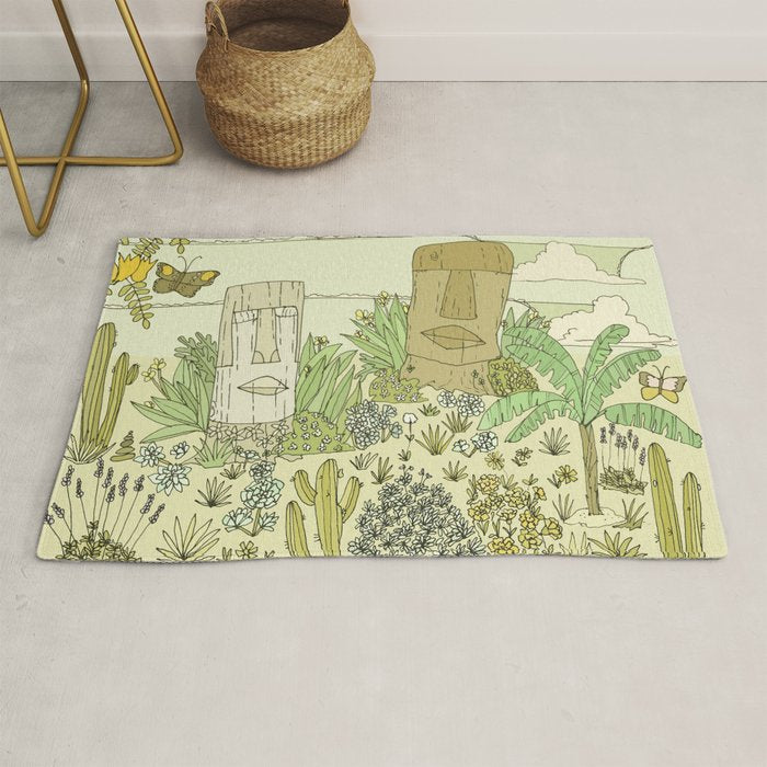 tiki gods send waves and peace swamis // retro surf art by surfy birdy Rug Gallery Image 1