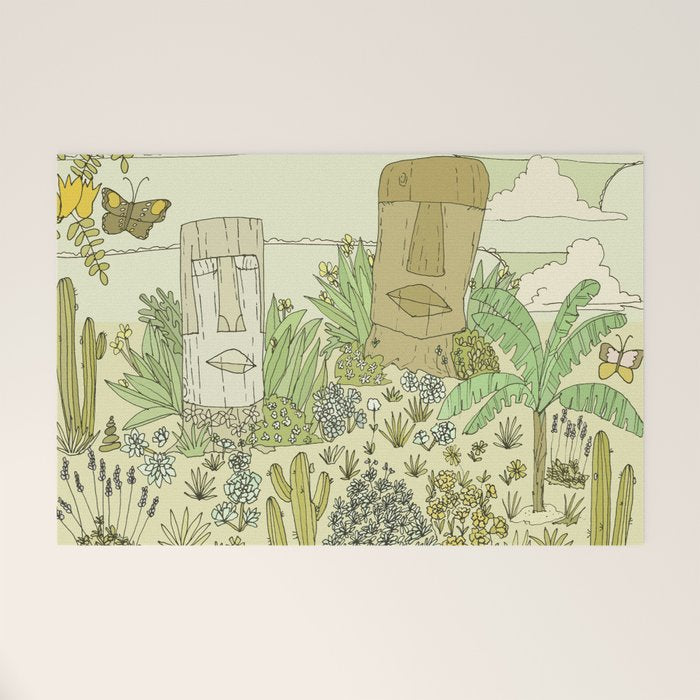 tiki gods send waves and peace swamis // retro surf art by surfy birdy Welcome Mat Gallery Image 1