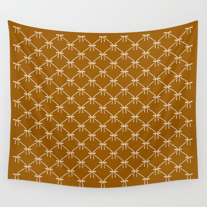 Bows & Ribbons Pattern XVII Burnt Ochre Wall Tapestry Gallery Image 4