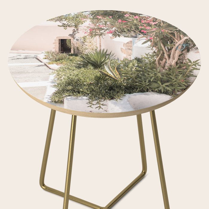 Greece Summer Scenery With Plants Photo | White Island Architecture Art Print | Europe Travel Photography Side Table Gallery Image 2