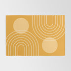 Mid Century Modern Geometric 118 in Yellow Gold Shades (Rainbow and Sun Abstraction) Rug Gallery Image 2