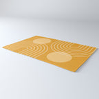Mid Century Modern Geometric 118 in Yellow Gold Shades (Rainbow and Sun Abstraction) Rug Gallery Image 3