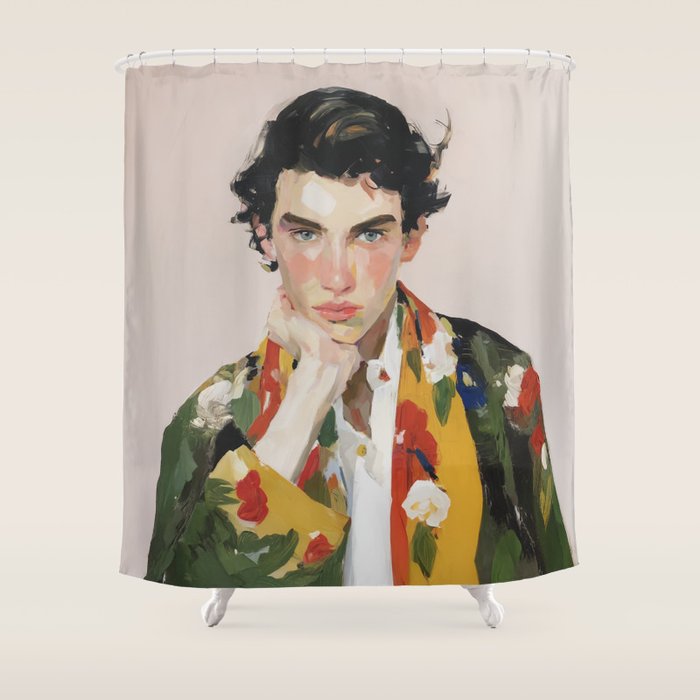 Floral Gaze Portrait Shower Curtain Gallery Image 1