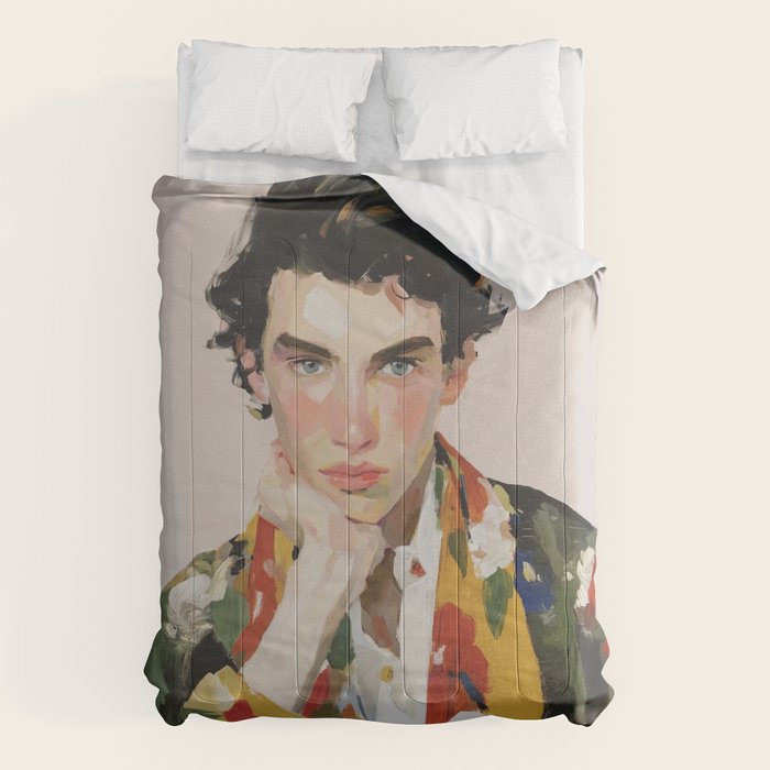 Floral Gaze Portrait Comforter Gallery Image 1