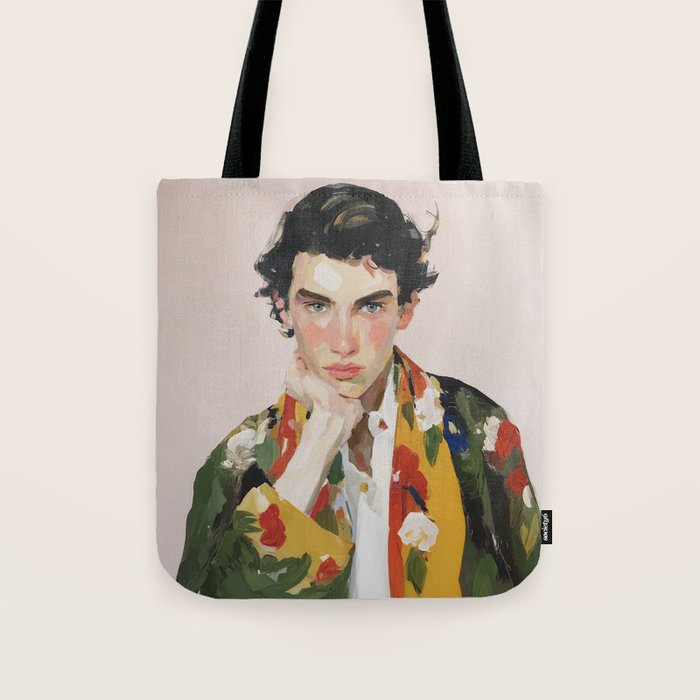Floral Gaze Portrait Tote Bag Gallery Image 1