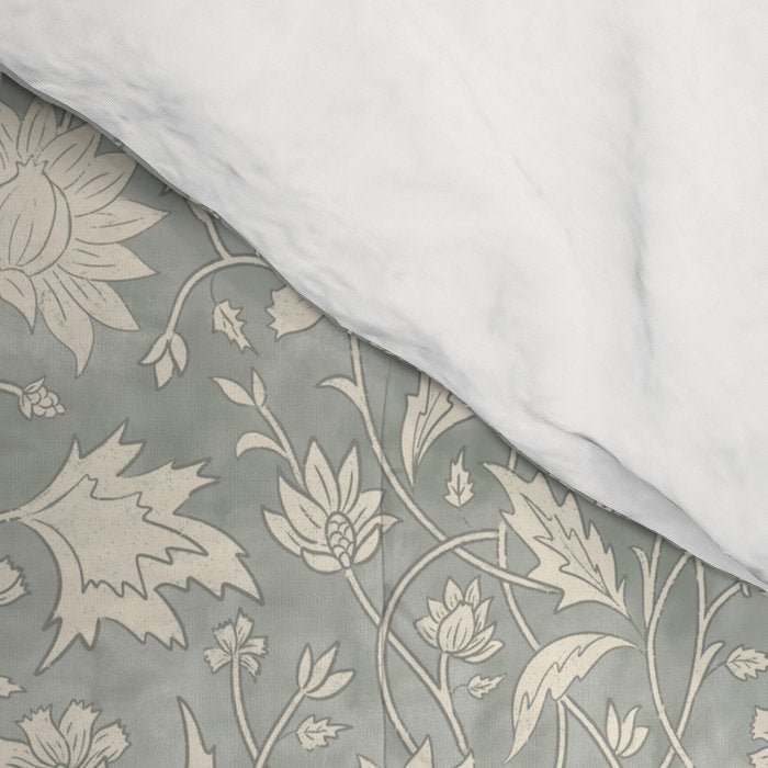 Trailing Block Print Floral - Washed Teal Comforter Gallery Image 4