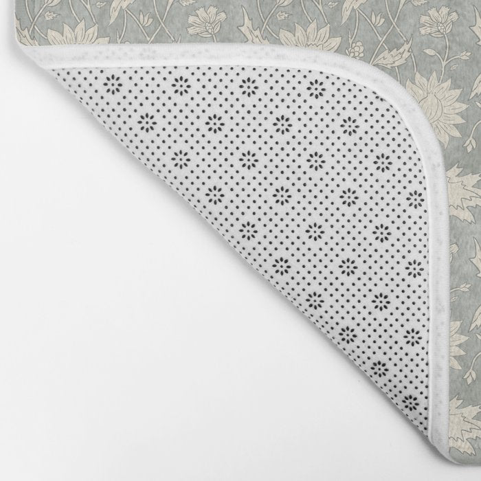Trailing Block Print Floral - Washed Teal Bath Mat Gallery Image 2