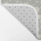 Trailing Block Print Floral - Washed Teal Bath Mat Gallery Image 2