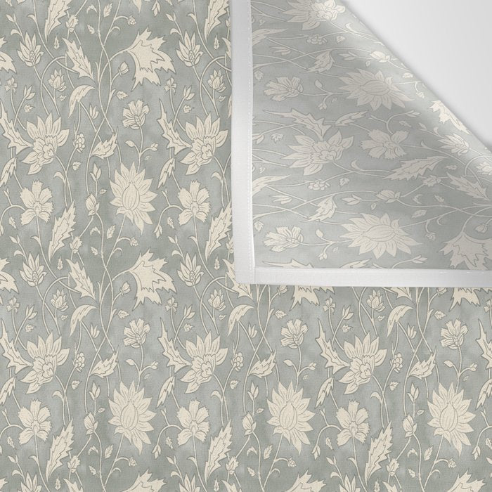 Trailing Block Print Floral - Washed Teal Wall Tapestry Gallery Image 3