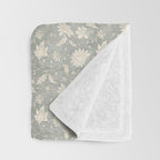Trailing Block Print Floral - Washed Teal Throw Blanket Gallery Image 3