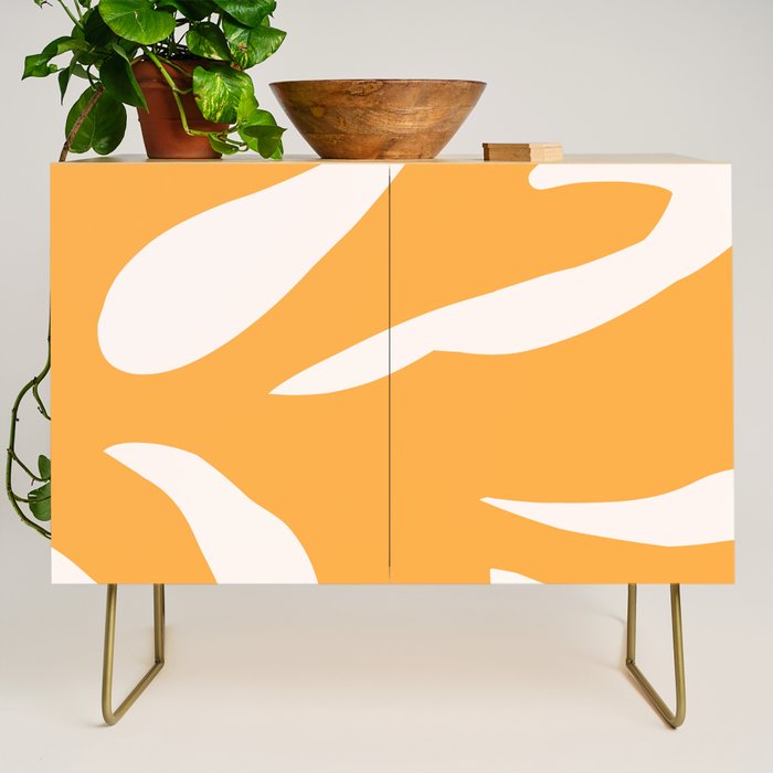 Simple Orange Leaf on Aqua Sun - cut-outs 3  Credenza Gallery Image 1