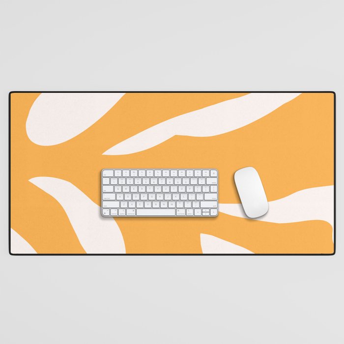 Simple Orange Leaf on Aqua Sun - cut-outs 3  Desk Mat Gallery Image 1