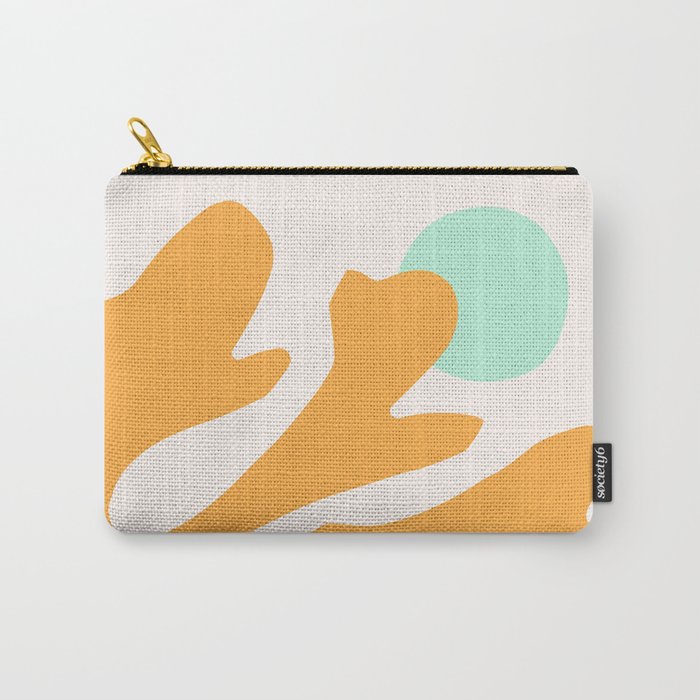 Simple Orange Leaf on Aqua Sun - cut-outs 3  Carry All Pouch Gallery Image 1
