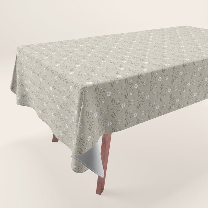 Vintage Cafe Floral - Oat Tablecloth Gallery Image 1
