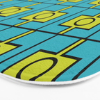 Mid Century Modern Rektangel Geometric Pattern in Turquoise and Lime Bath Mat Gallery Image 3