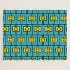 Mid Century Modern Rektangel Geometric Pattern in Turquoise and Lime Jigsaw Puzzle Gallery Image 1