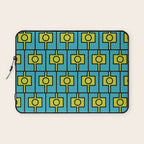 Mid Century Modern Rektangel Geometric Pattern in Turquoise and Lime Laptop Sleeve Gallery Image 1