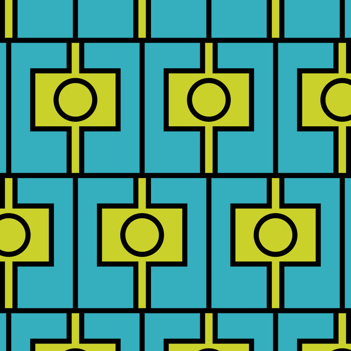 Mid Century Modern Rektangel Geometric Pattern in Turquoise and Lime Coffee Mug Gallery Image 2