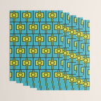 Mid Century Modern Rektangel Geometric Pattern in Turquoise and Lime Wrapping Paper Gallery Image 3
