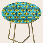 Mid Century Modern Rektangel Geometric Pattern in Turquoise and Lime Side Table Gallery Image 2